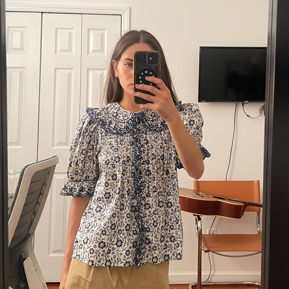 New Doen Blue Flower Shirt